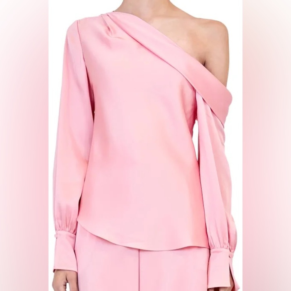Jonathan Simkhai Orange Blouse with Draped Neckline